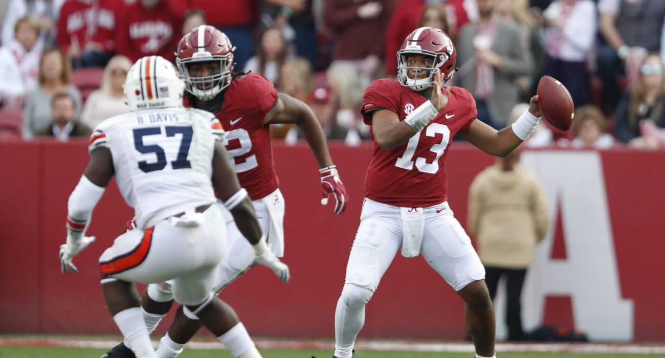 MFB 11-24-18 MFB vs Auburn
Alabama quarterback Tua Tagovailoa (13)
Photo by Kent Gidley